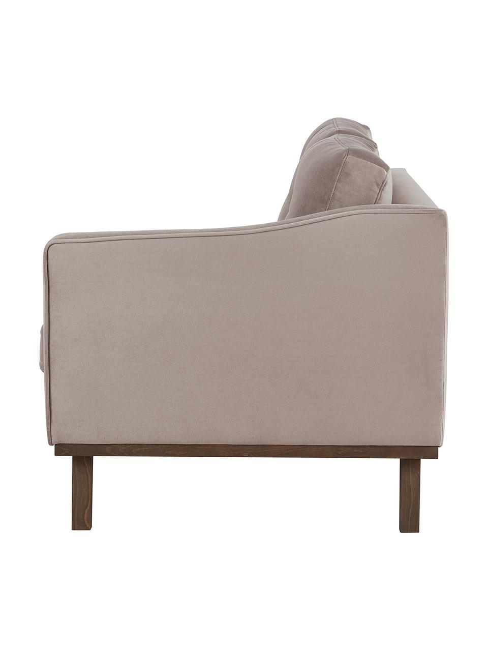 Fluwelen chaise longue Alva in taupe met beukenhout-poten, Bekleding: fluweel (hoogwaardig poly, Frame: massief grenenhout, Poten: massief gebeitst beukenho, Taupe, B 193 x D 94 cm