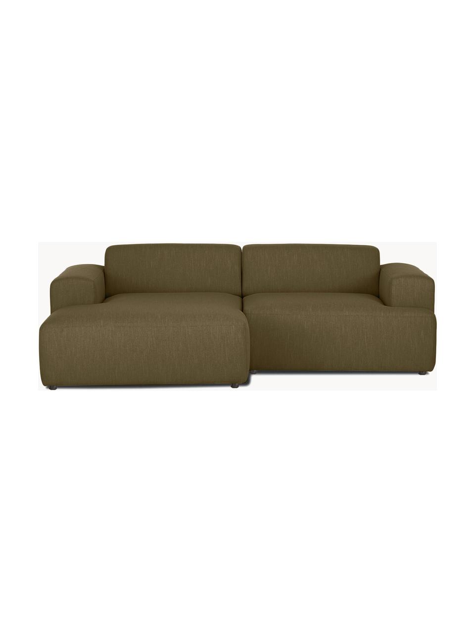Sofá rinconera Melva (3 plazas), Tapizado: 100% poliéster Alta resis, Estructura: madera de pino maciza, ce, Patas: plástico, Tejido verde oliva, An 239 x F 143 cm, chaise longue izquierda