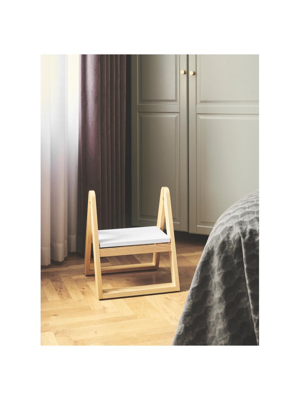 Klappbarer Hocker Reech aus Eschenholz, Gestell: Eschenholz, Weiss, Eschenholz, B 40 x H 40 cm