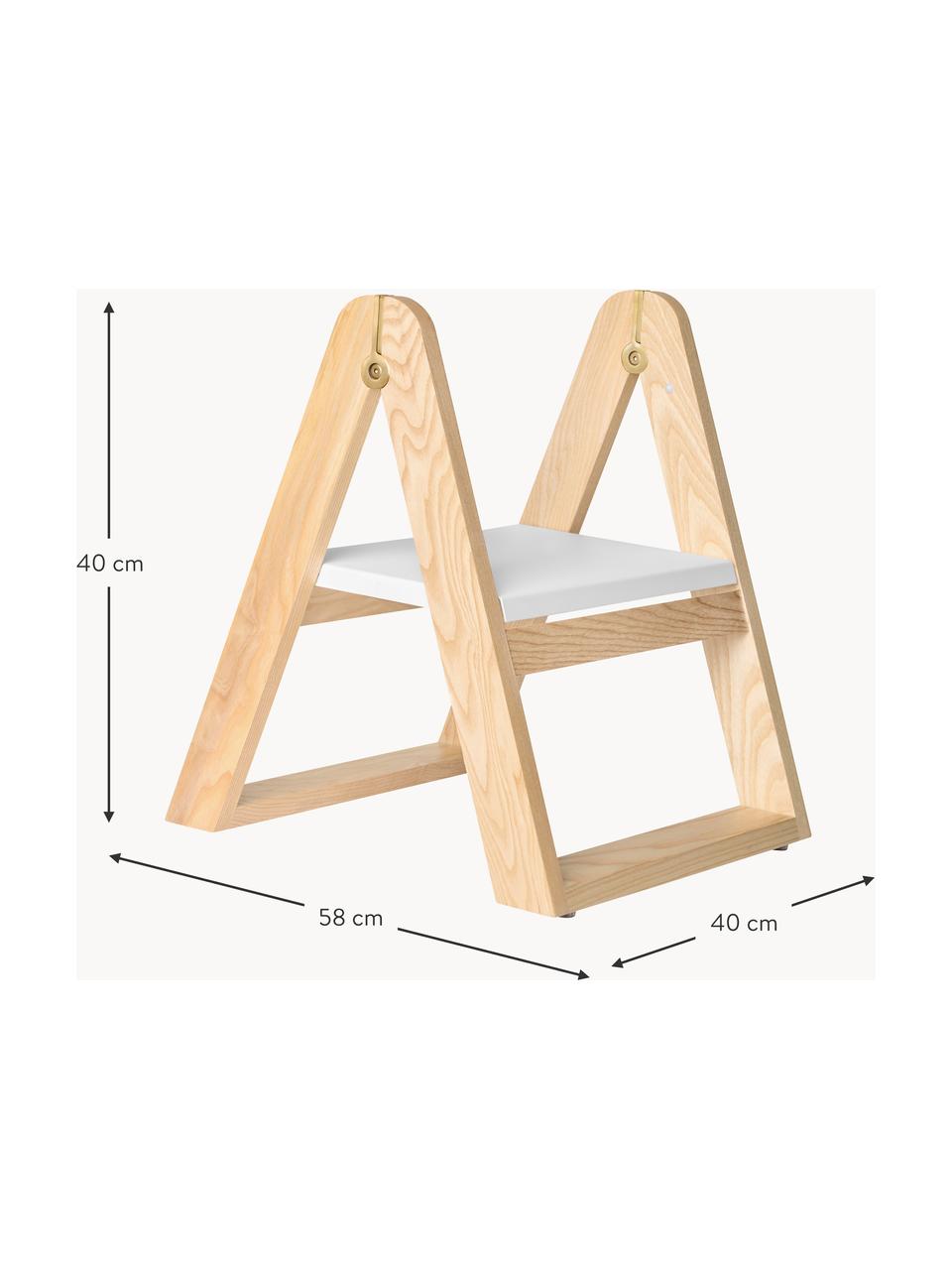 Klappbarer Hocker Reech aus Eschenholz, Gestell: Eschenholz, Weiss, Eschenholz, B 40 x H 40 cm