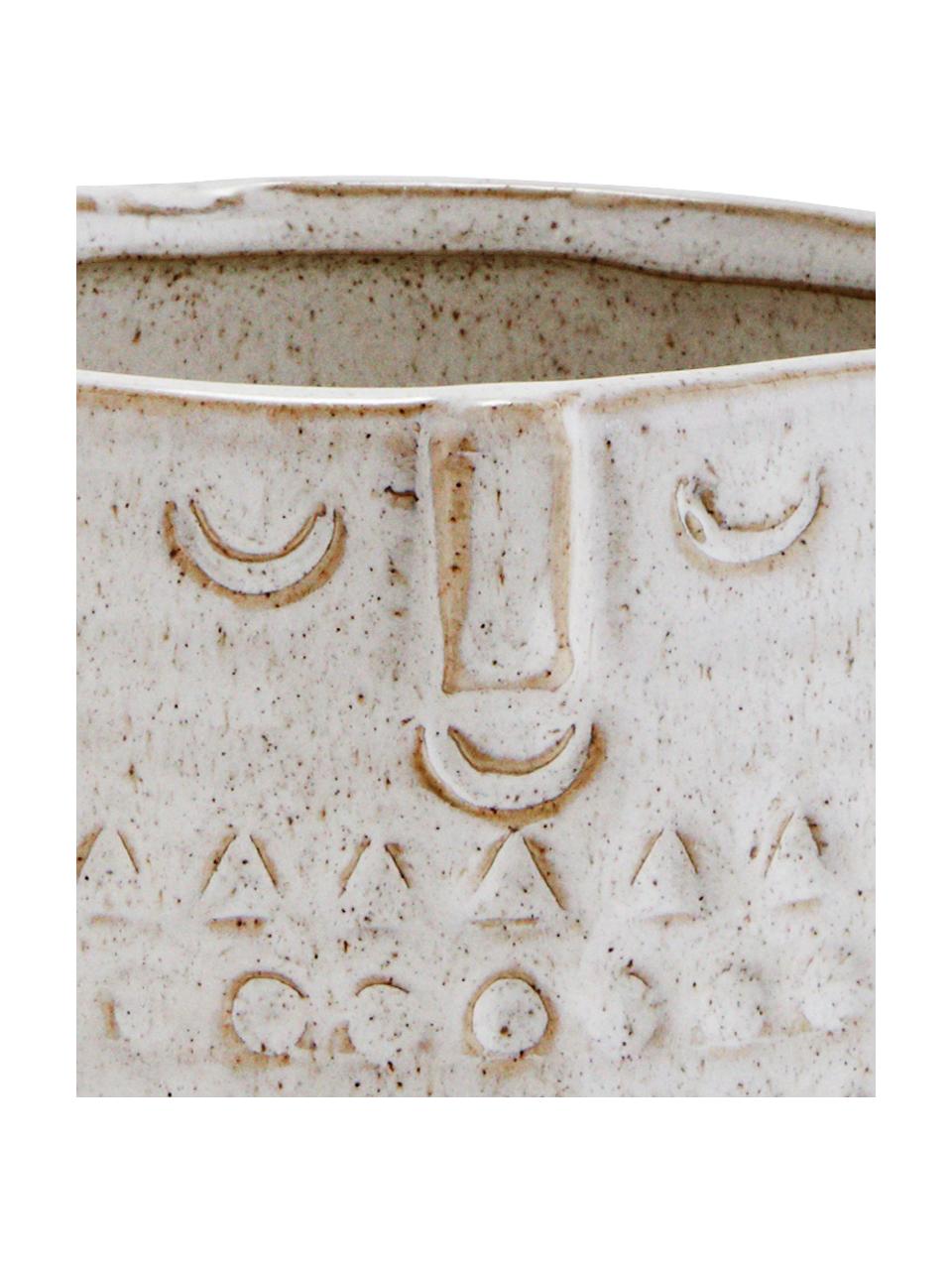 Portavaso in terracotta Face, Terracotta, Bianco, Beige, Ø 12 x Alt. 10 cm
