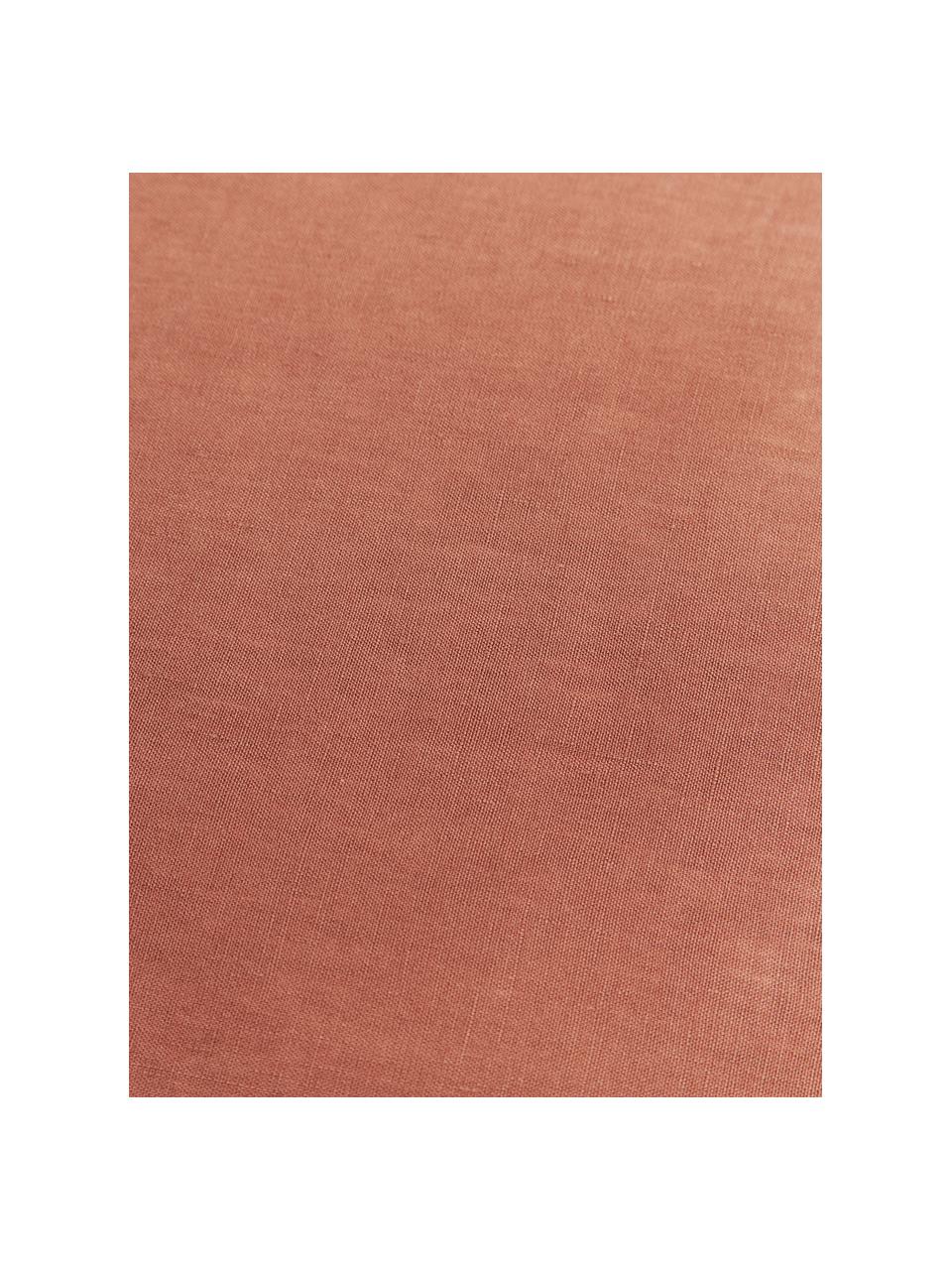 Leinen-Tischdecke Kennedy in Terrakotta mit Umkettelung, 100 % gewaschenes Leinen, European Flax zertifiziert, Terrakotta, B 140 x L 250 cm