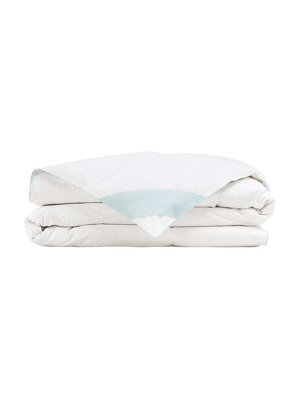 Piumino leggero a cassettoni in piuma d'oca pura Premium, Rivestimento: 100% cotone, pregiata cop, Bianco, Larg. 200 x Lung. 200 cm