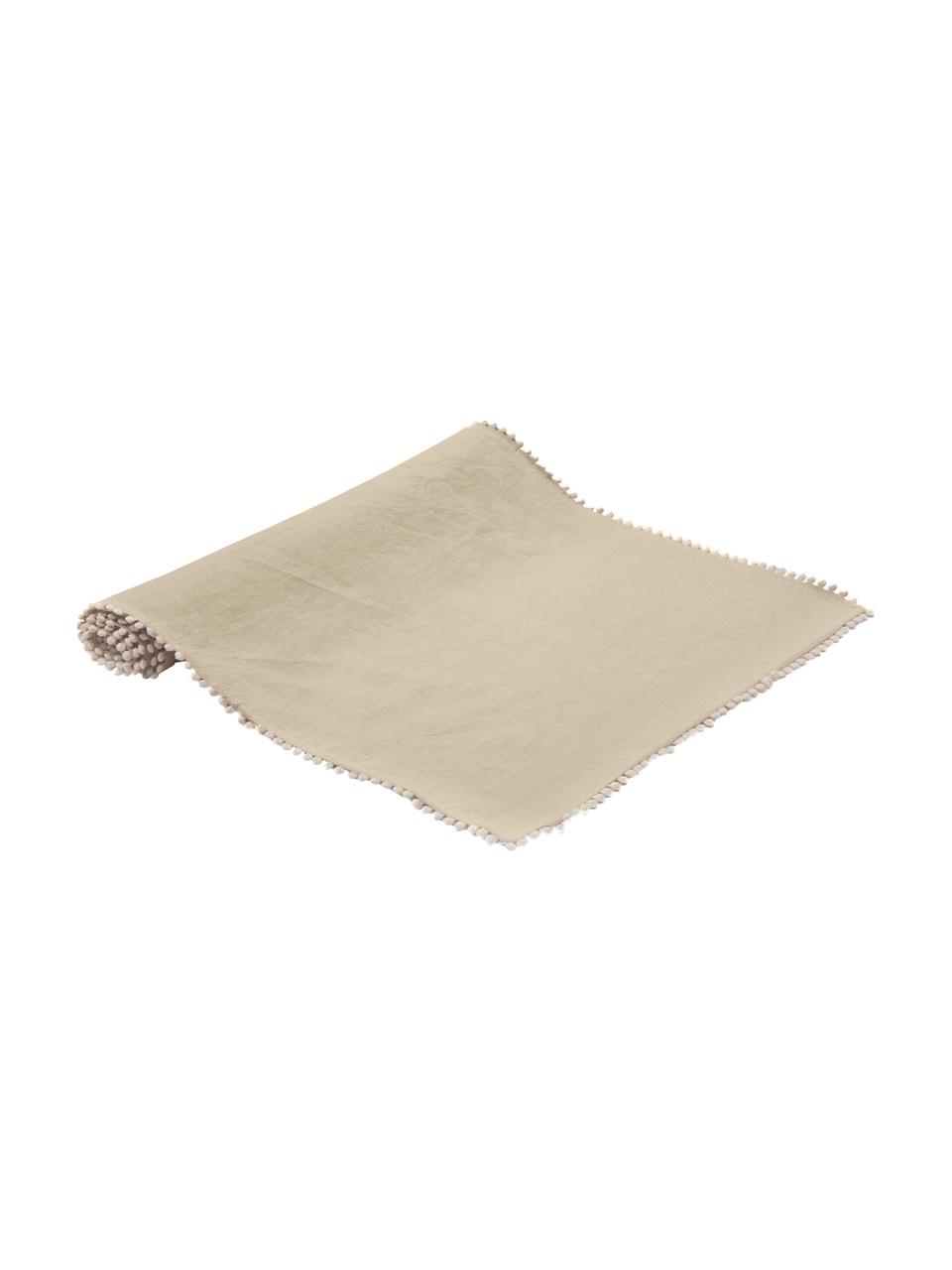 Chemin de table pur lin Pom Pom, Beige