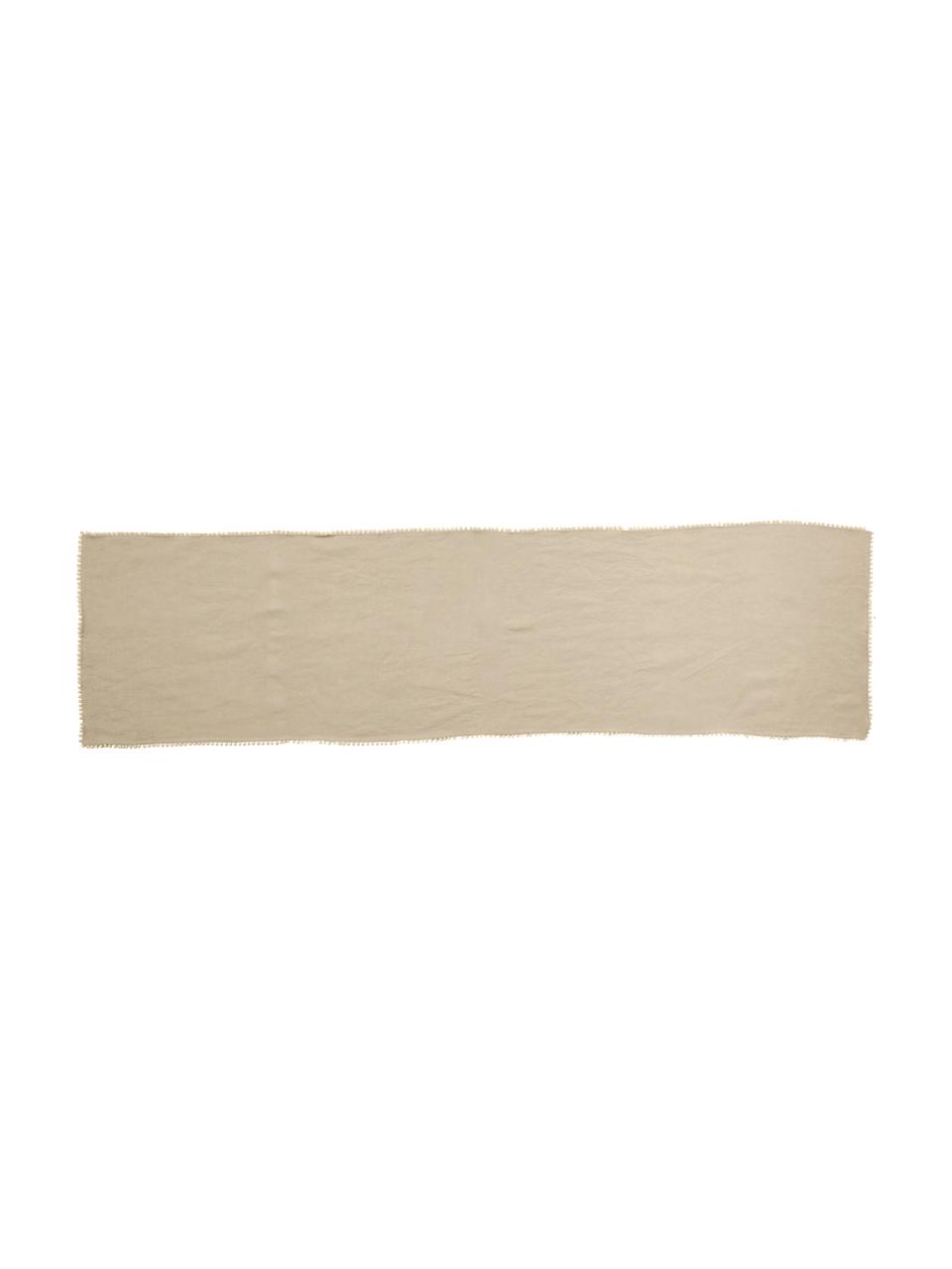 Camino de mesa de lino Pom Pom, Lino, Beige, An 40 x L 150 cm