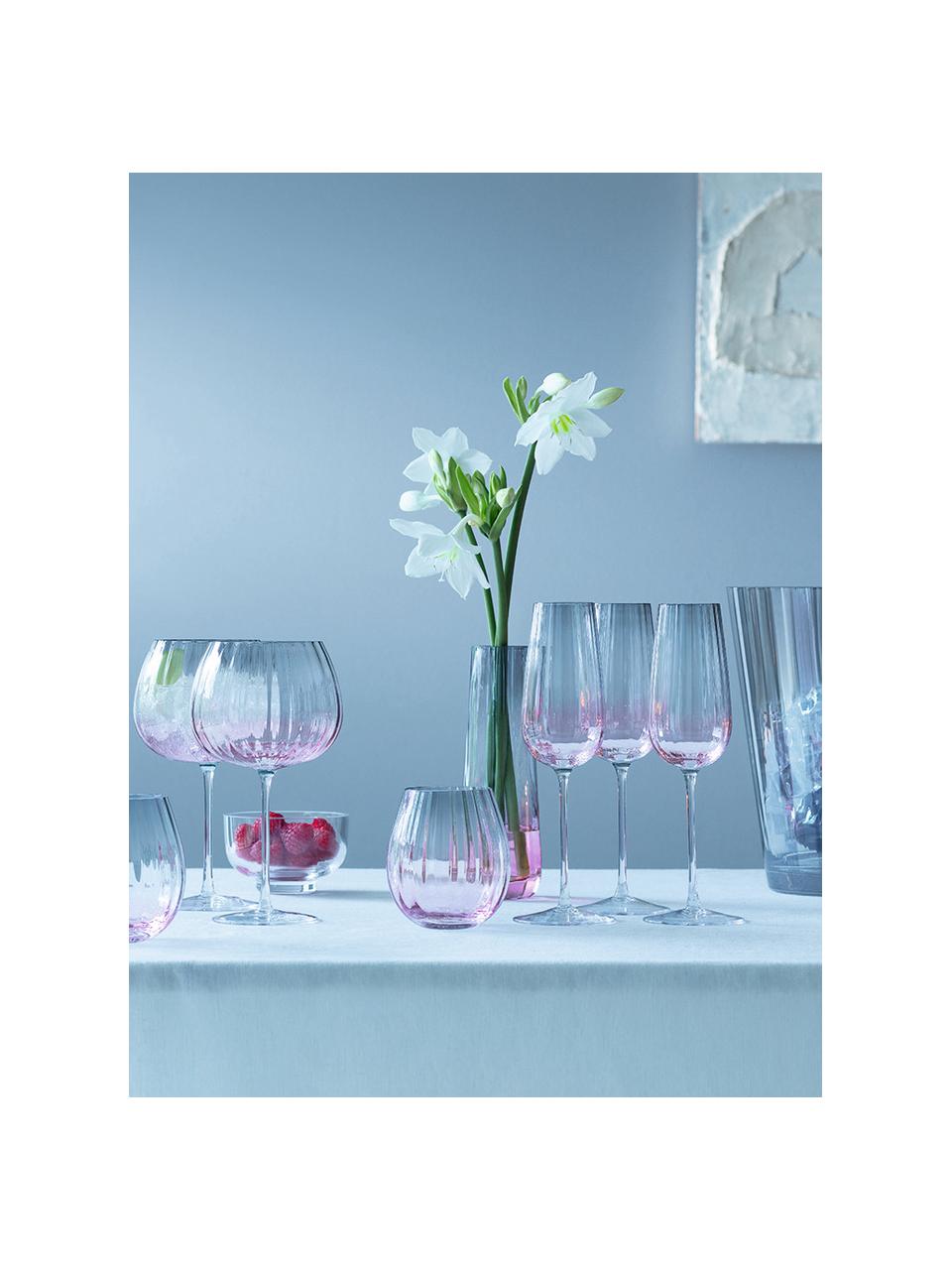 Ručne vyrobené poháre na víno s gradientom Dusk, 2 ks, Sklo, Bledoružová, sivá, Ø 10 x V 20 cm, 650 ml
