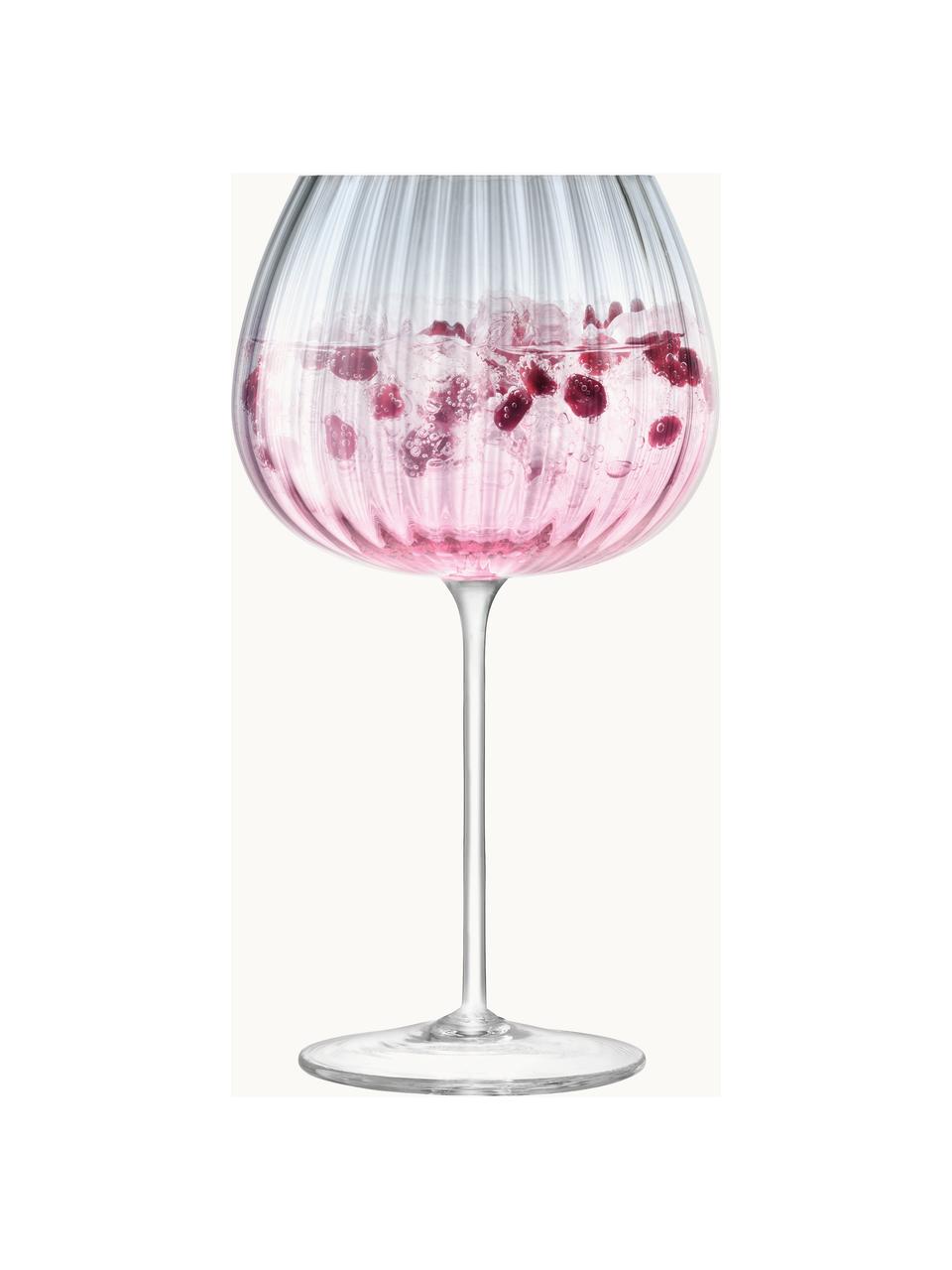 Ručne vyrobené poháre na víno s gradientom Dusk, 2 ks, Sklo, Bledoružová, sivá, Ø 10 x V 20 cm, 650 ml