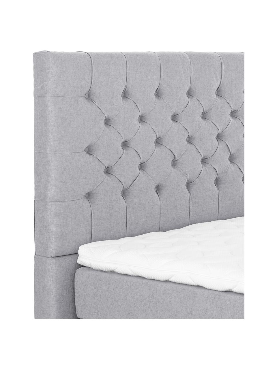 Letto boxspring premium Pheobe, Materasso: a molle insacchettate a 7, Piedini: legno di faggio massiccio, Grigio, 200 x 200