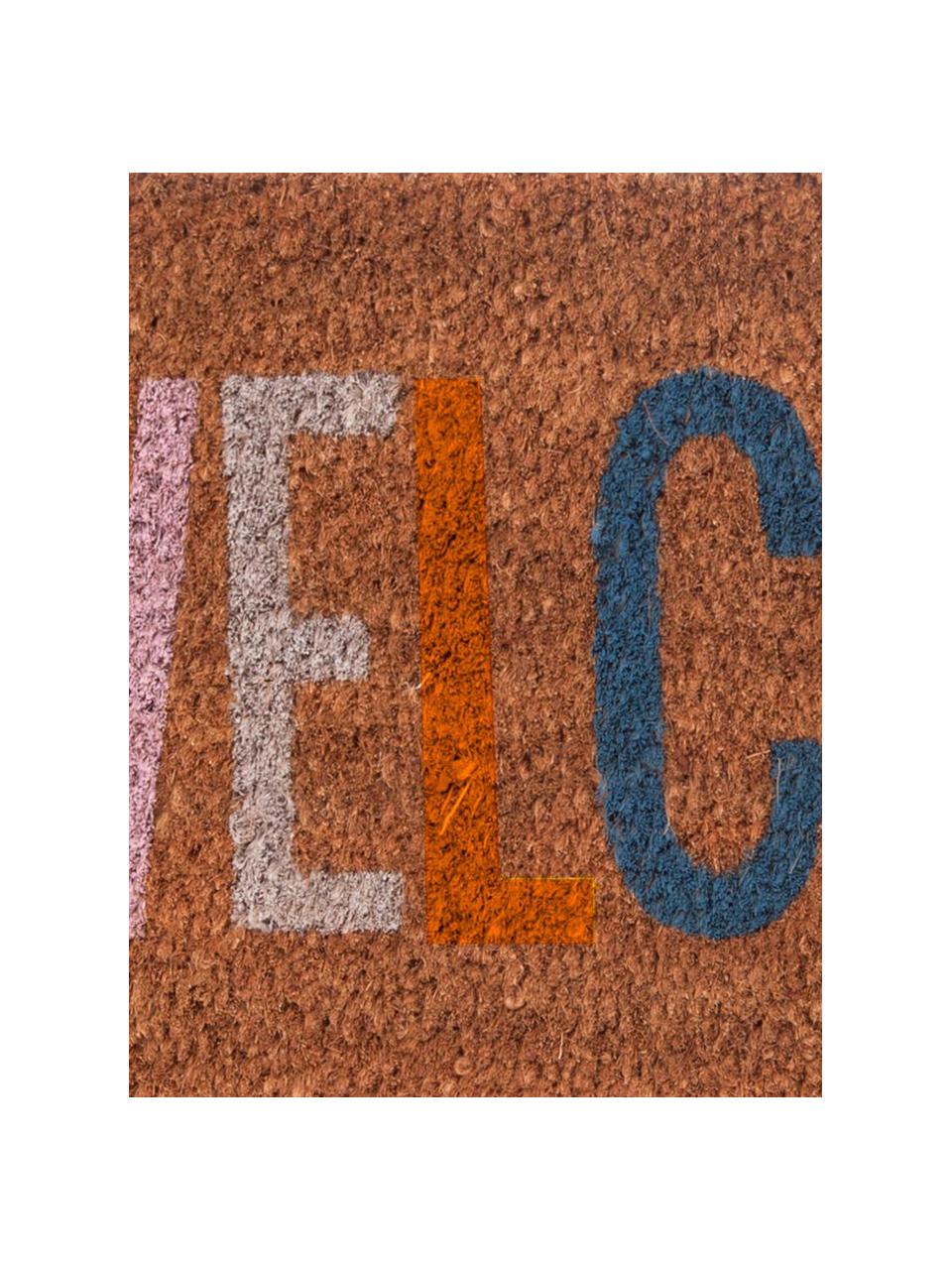 Úzka rohožka Welcome, Kokosové vlákna, Hnedá, viac farieb, Š 26 x D 77 cm