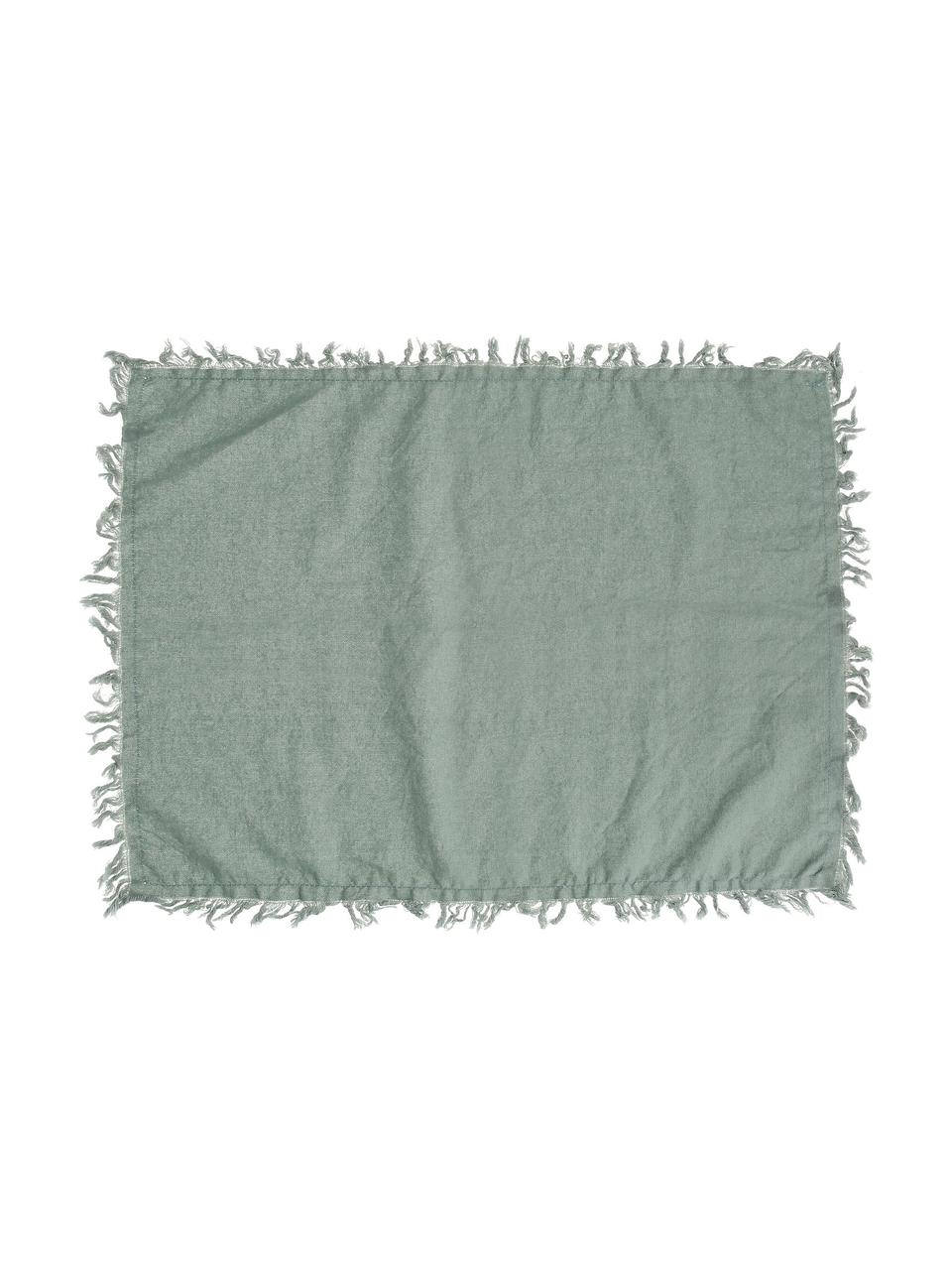 Bavlnené stolové prestieranie so strapcami Nalia, 2 ks, 100 %  bavlna, Šalviová zelená, Š 40 x D 50 cm
