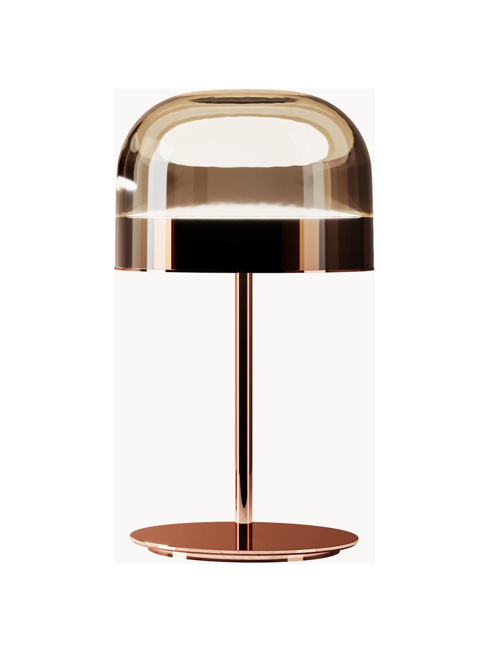 Handgemaakte LED tafellamp Equatore, Lampenkap: glas, gegalvaniseerd meta, Transparant, koperkleurig, Ø 24 x H 43 cm