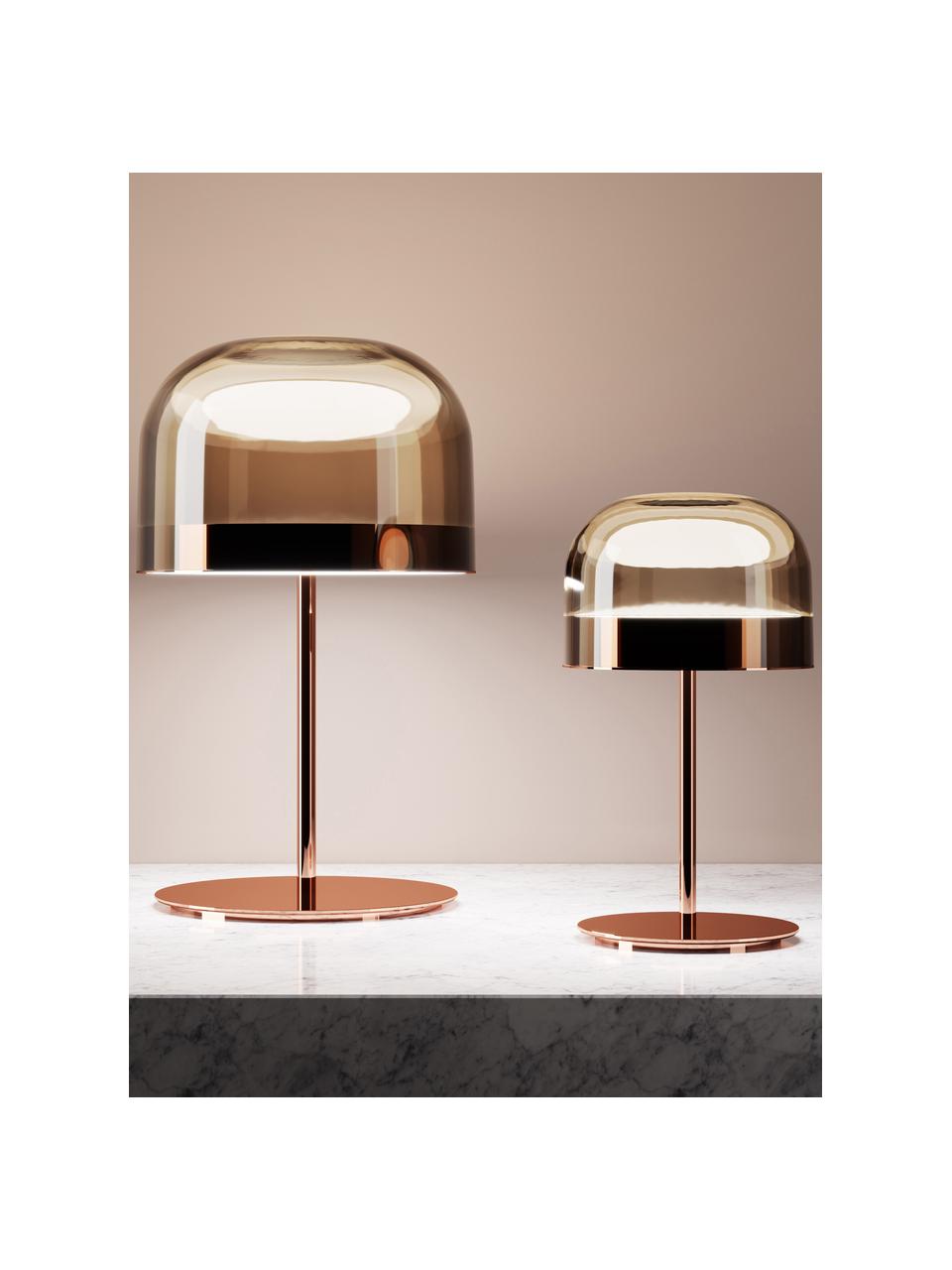 Ręcznie wykonana lampa stołowa LED Equatore, Transparentny, odcienie miedzi, Ø 24 x W 43 cm