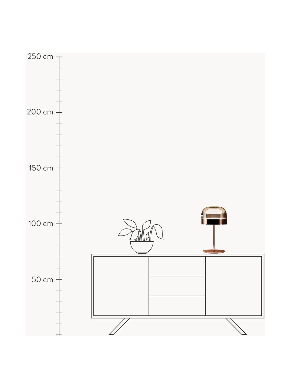 Handgefertigte LED-Tischlampe Equatore, Lampenschirm: Glas, Metall, galvanisier, Transparent, Kupferfarben, Ø 24 x H 43 cm