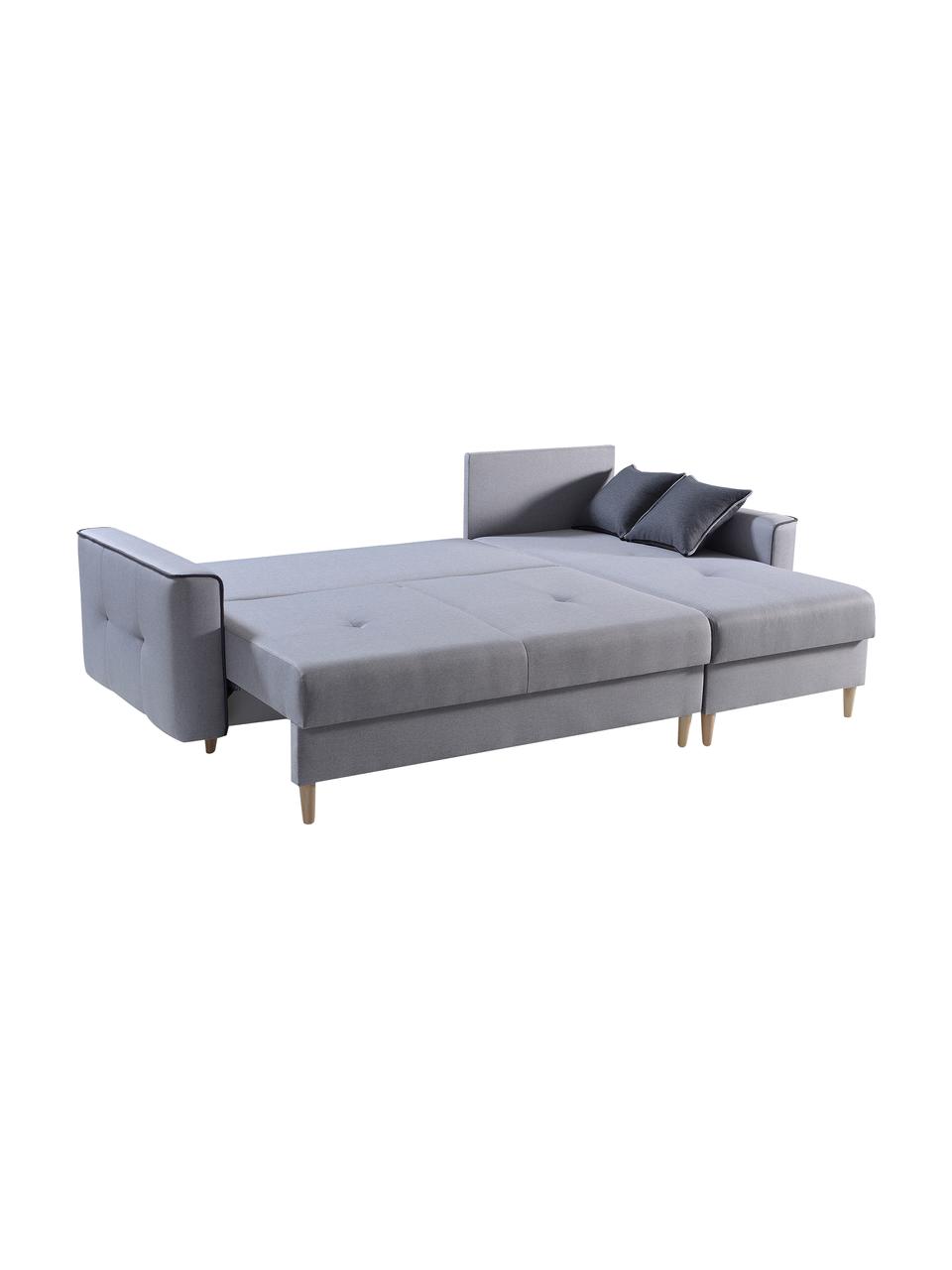 Sofá cama rinconero Hilton, con espacio de almacenamiento, Tapizado: 100% poliéster, Gris, An 234 x F 146 cm