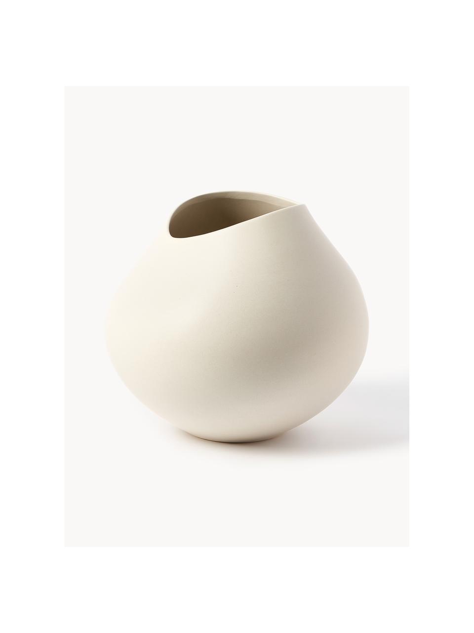 Handgefertigte Vase Opium aus Steingut, H 28 cm, Steingut, Hellbeige, Ø 29 x H 28 cm