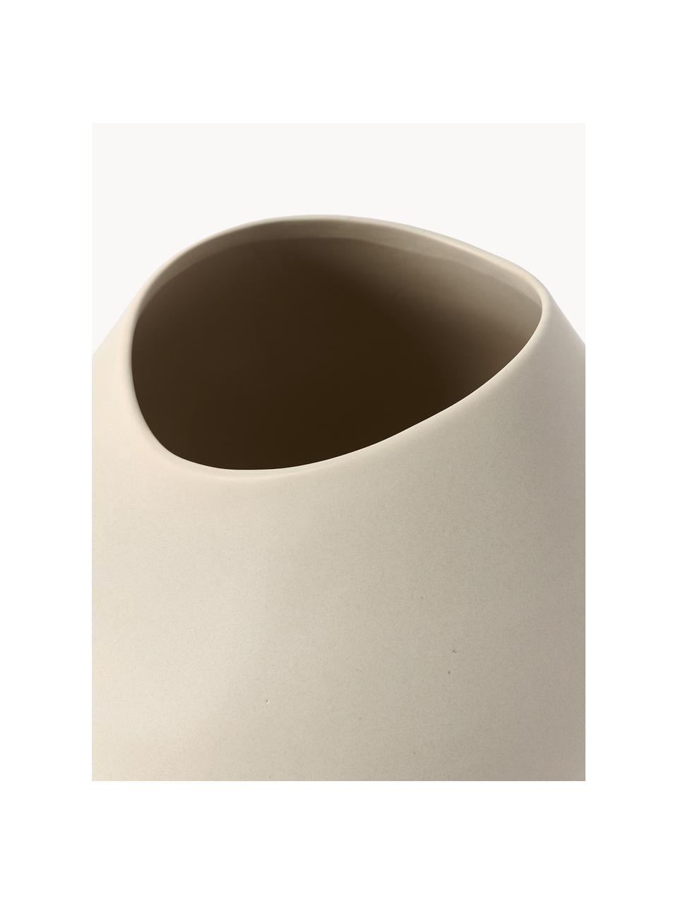 Handgefertigte Vase Opium aus Steingut, H 28 cm, Steingut, Hellbeige, Ø 29 x H 28 cm