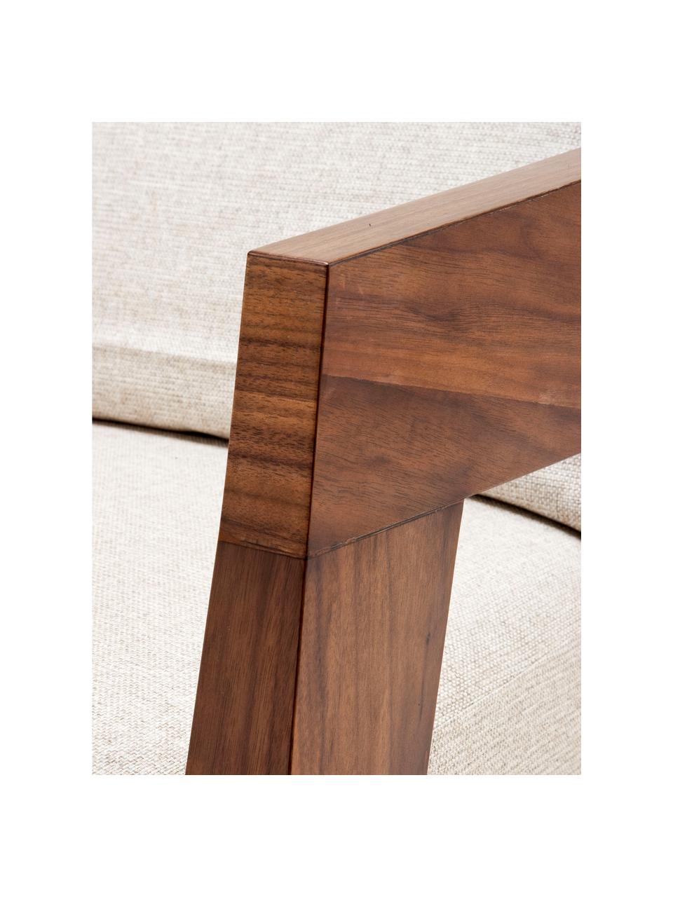 Fauteuil Rubautelli van hout, Bekleding: 58% polyester, 42% olefin, Frame: MDF, walnootfineer, Geweven stof beige, B 74 x D 80 cm