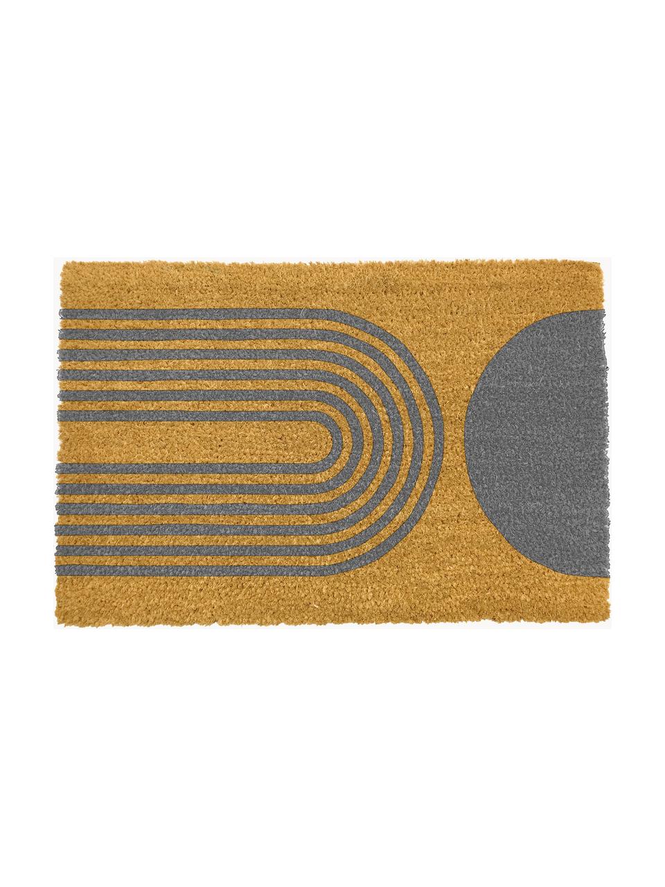 Fußmatte Abstract Half Moon, Flor: 40 % Kokosfaser (Coir), Beige, Grau, B 40 x L 60 cm