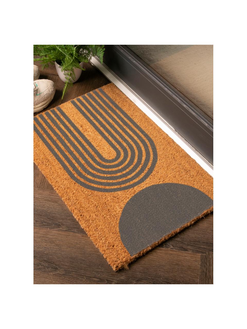 Paillasson Abstract Half Moon, Beige, gris, larg. 40 x long. 60 cm