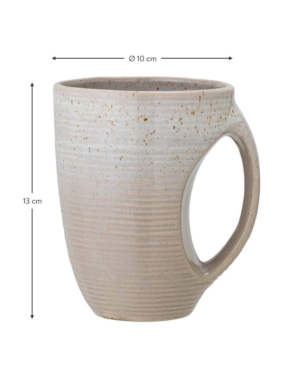 Kaffeetassen Taupe mit handgefertigter Sprenkelglasur, 2 Stück, Steingut, Grau, Ø 10 x H 13 cm