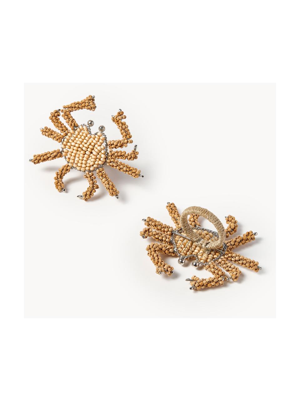 Drevený krúžok na obrúsky Crab, 2 ks, Drevené gule, kov, Drevo, Š 12 x V 6 cm