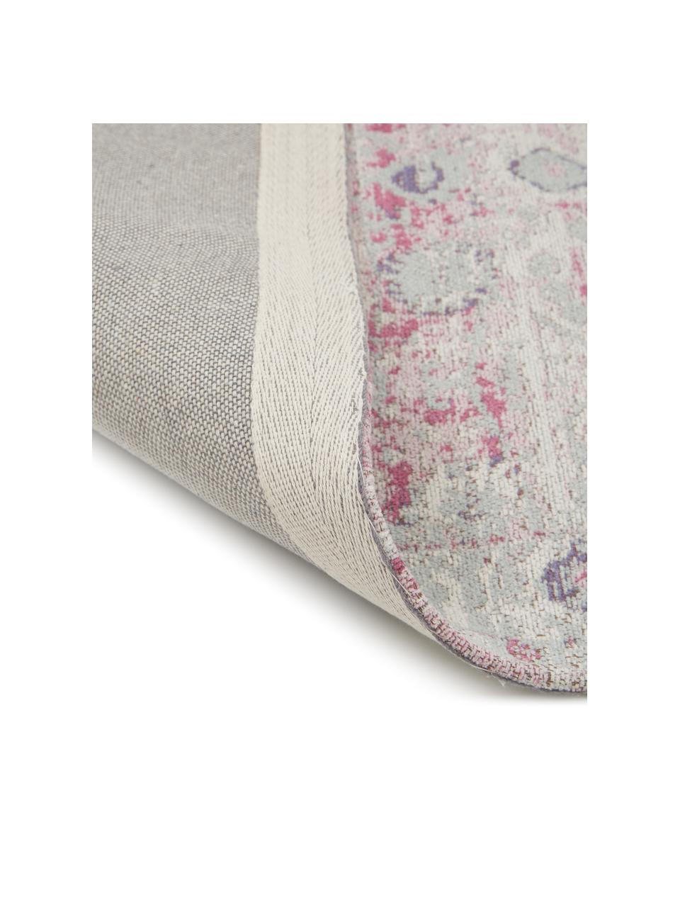 Žinylkový koberec ve vintage stylu Rimini, ručně tkaný, Růžová, šedá, Š 200 cm, D 300 cm (velikost L)