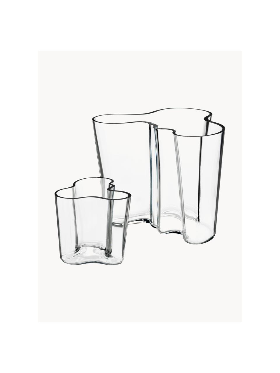 Komplet wazonów ze szkła dmuchanego Alvar Aalto, 2 elem., Szkło dmuchane, Transparentny, Komplet z różnymi rozmiarami