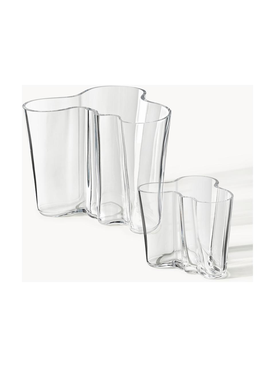 Mundgeblasene Vasen Alvar Aalto, 2er-Set, Glas, mundgeblasen, Transparent, Set mit verschiedenen Grössen