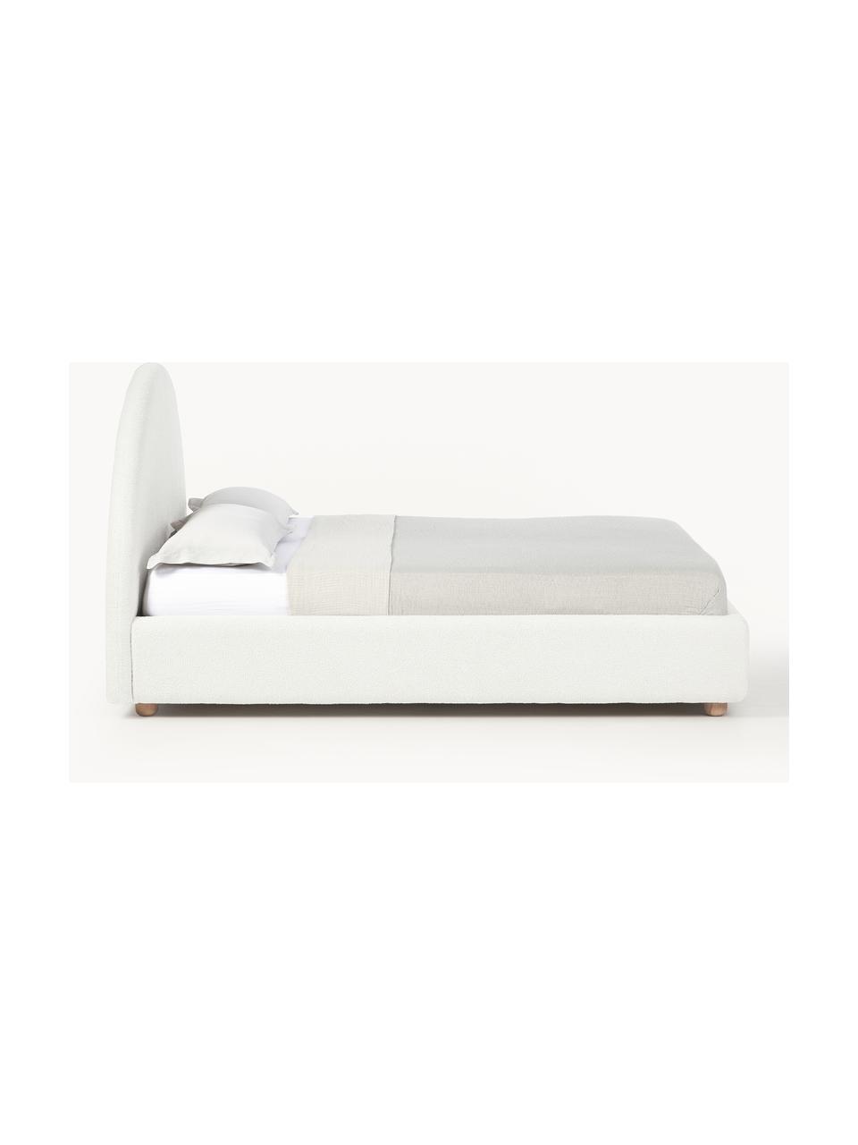 Buklé čalúnená posteľ s úložným priestorom Ebba, Buklé lomená biela, Š 160 x D 200 cm