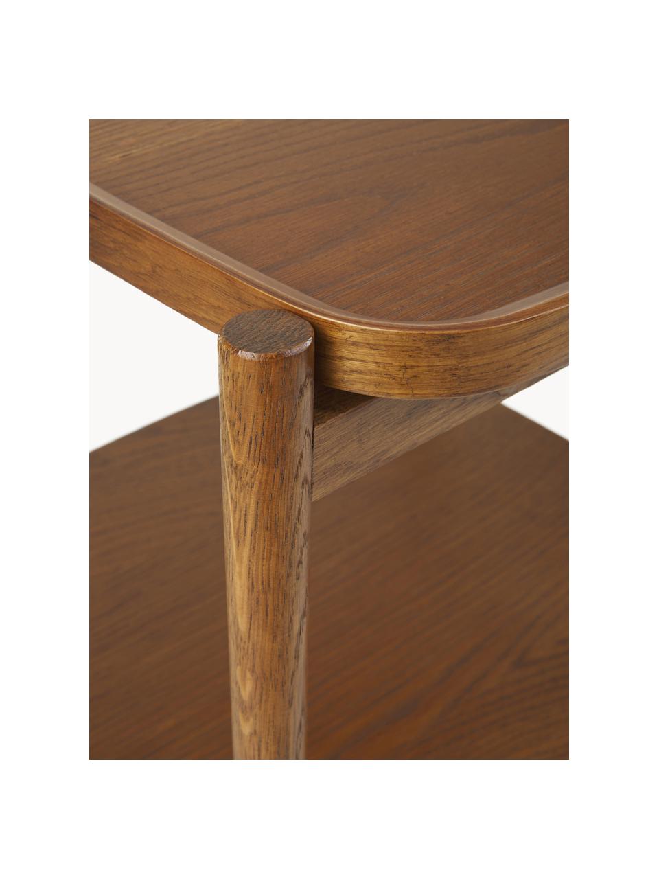 Mesa auxiliar de nogal Tony, Estructura: madera de nogal maciza pi, Roble barnizado oscuro, An 49 x Al 50 cm