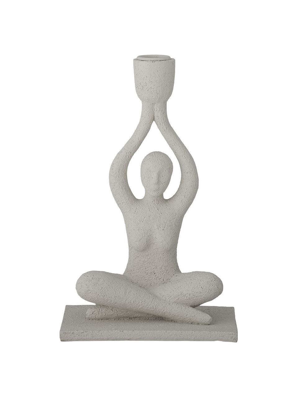 Svícen Lucie, Polyresin, Tlumeně bílá, Š 15 cm, V 24 cm