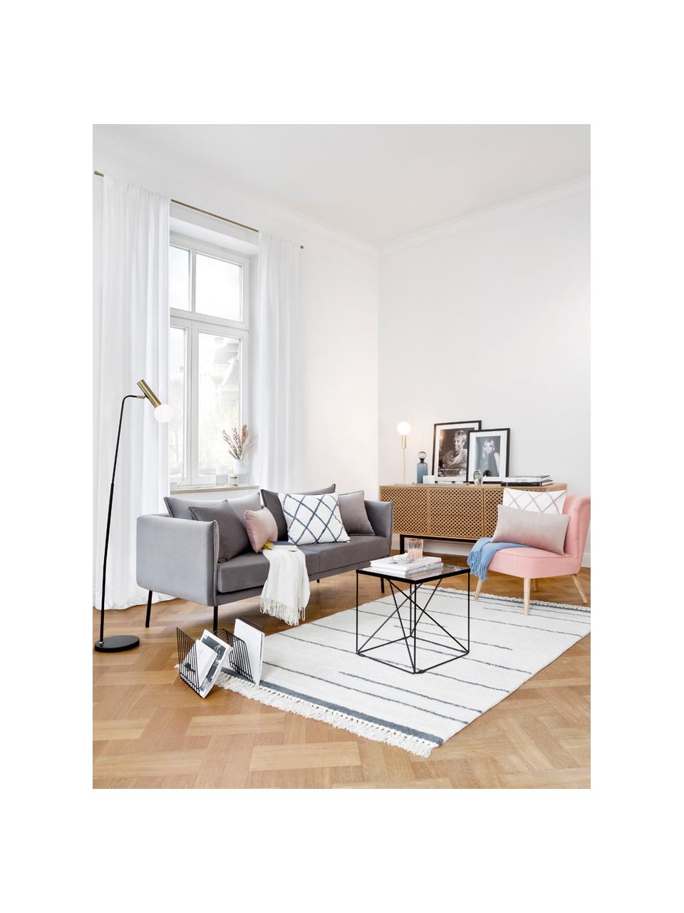 Wollteppich Nora in Beige/Grau mit Fransen, Beige, Anthrazit, B 140 x L 200 cm (Grösse S)