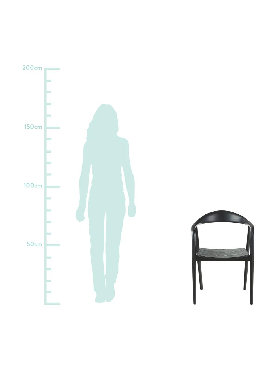 Armlehnstuhl Angelina aus Massivholz, Sitzfläche: Sperrholz mit Eschenholzf, Gestell: Massives Eschenholz, lack, Schwarz, B 57 x T 57 cm
