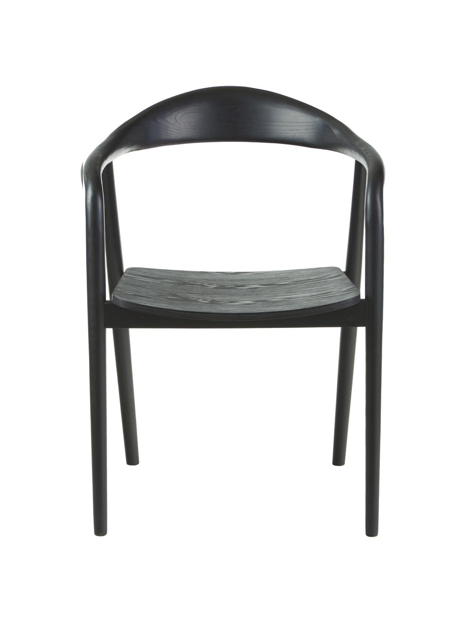 Židle s područkami z masivního dřeva Angelin, Černá
