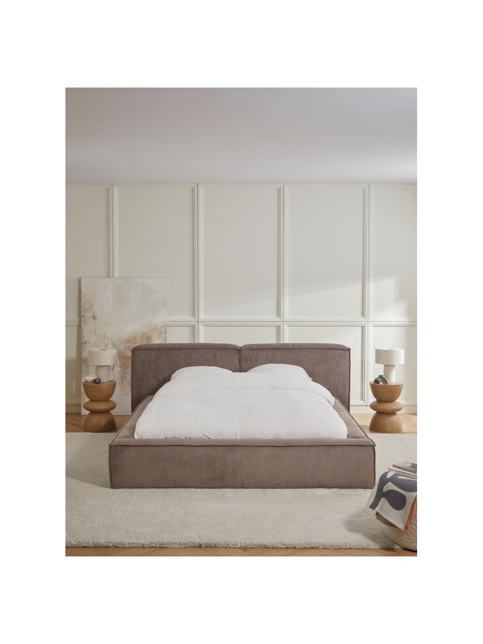 Čalúnená posteľ z menčestru Lennon, Menčestrová hnedá, Š 180 x D 200 cm