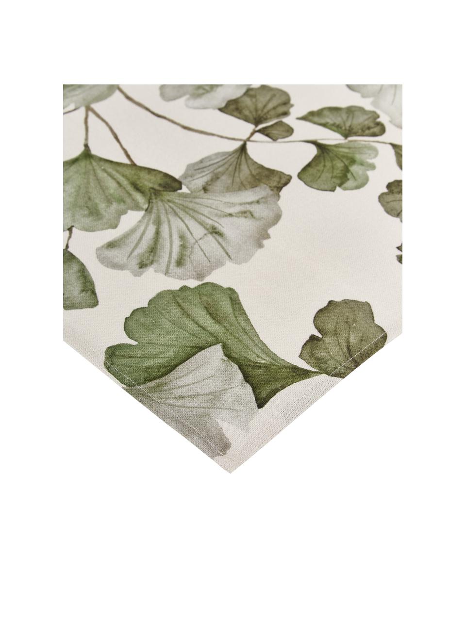 Bavlněné ubrousky s motivy listů ginkgo biloba Gigi, 4 ks, 100 % bavlna, Béžová, zelená, Š 45 cm, D 45 cm