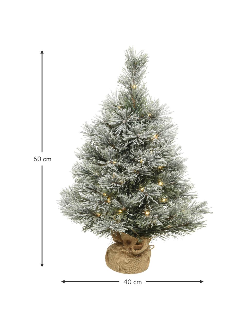 Künstlicher LED-Weihnachtsbaum Cashmere H 60 cm, beschneit, Grün, Weiss, Ø 40 x H 60 cm