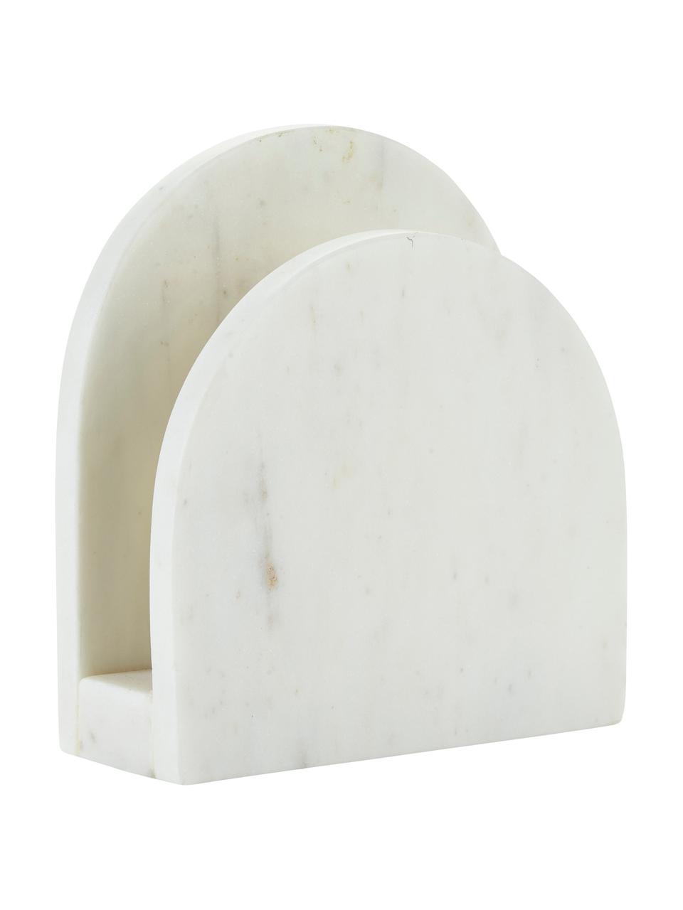 Marmeren servettenhouder Charlton, Gepolijst marmer, Wit, B 15 cm x H 14 cm