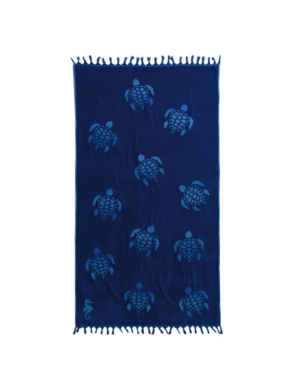 Fouta Tartaruga, Bawełna, Ciemny niebieski, S 100 x D 180 cm