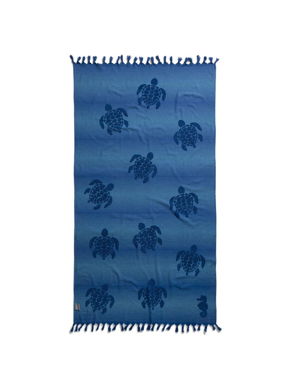 Fouta Tartaruga, Algodón, Azul oscuro, An 100 x L 180 cm