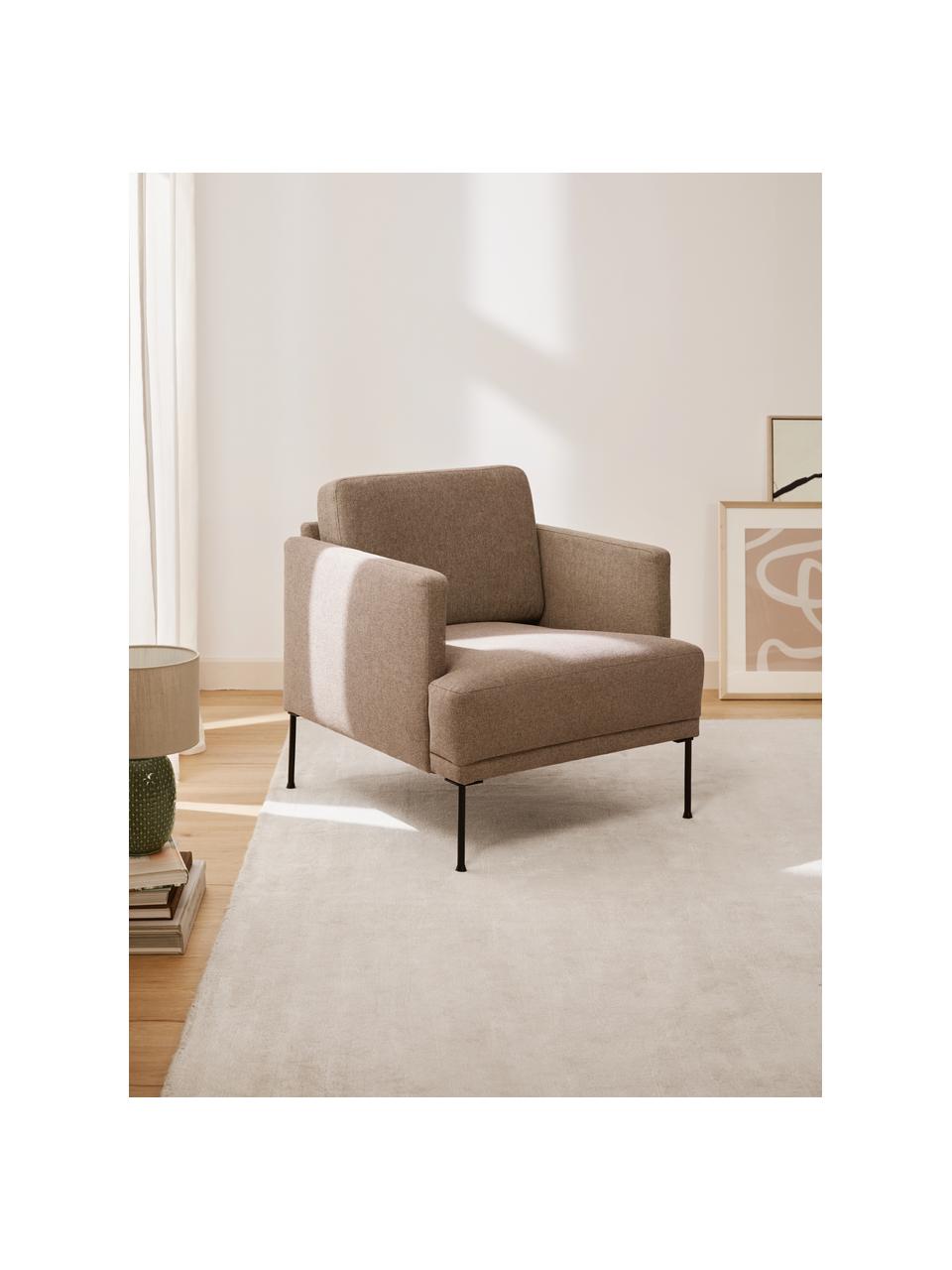 Fauteuil Fluente, Tissu taupe, larg. 74 x haut. 85 cm