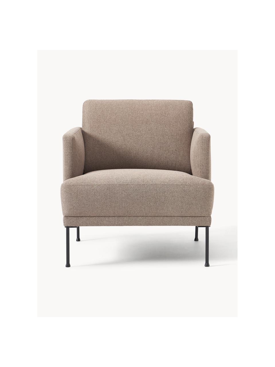 Fauteuil Fluente, Bekleding: 100% polyester De slijtva, Frame: massief grenenhout, Poten: gepoedercoat metaal Dit p, Geweven stof taupe, B 74 x D 85 cm