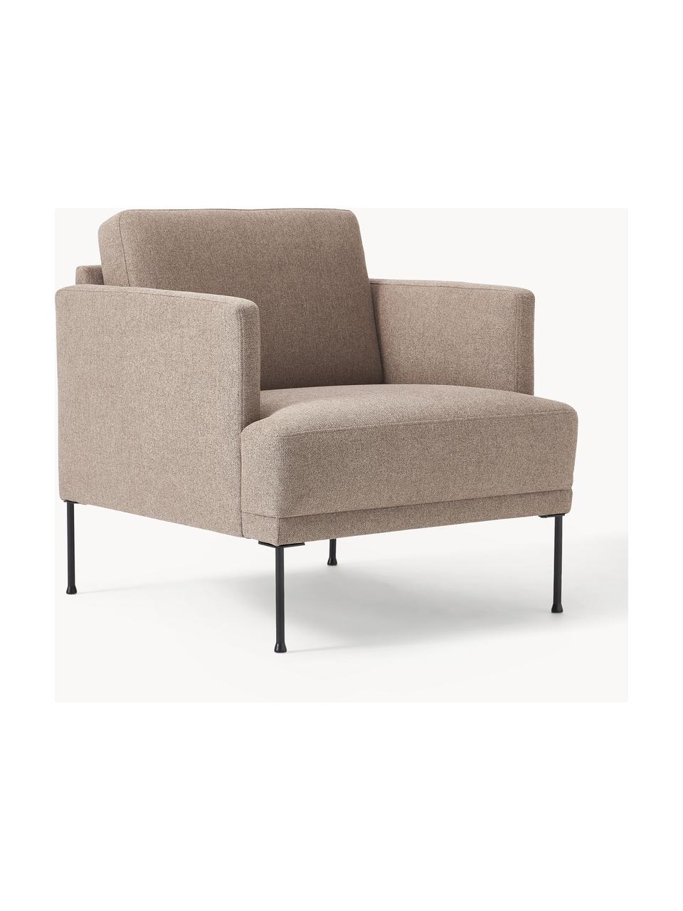 Fauteuil Fluente, Bekleding: 100% polyester De slijtva, Frame: massief grenenhout, Poten: gepoedercoat metaal Dit p, Geweven stof taupe, B 74 x D 85 cm