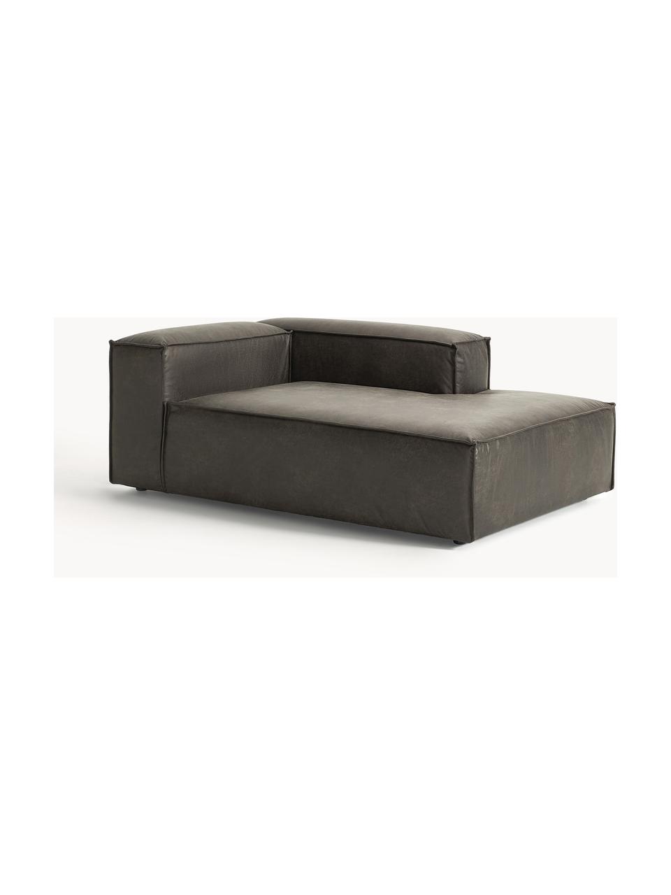 Diván sofá de cuero reciclado Lennon, Tapizado: cuero reciclado (70% cuer, Estructura: madera maciza, madera con, Patas: plástico Este producto es, Cuero gris pardo, An 119 x F 180 cm, chaise longue derecha