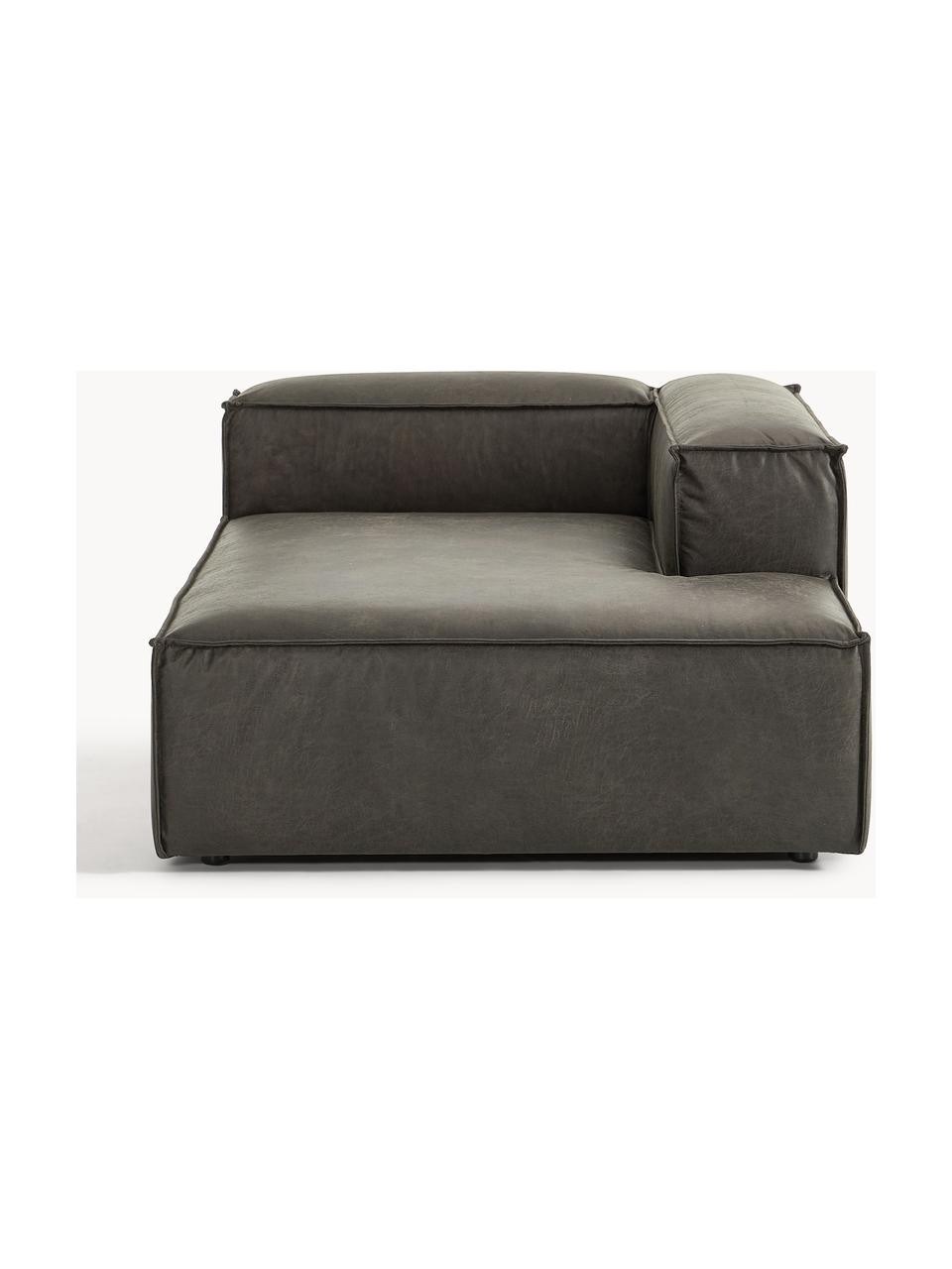 Chaise longue hoekmodule Lennon van gerecycled leer, Bekleding: gerecycled leer (70% leer, Frame: massief hout, multiplex, Poten: kunststof Dit product is , Leer taupe, B 119 x D 180 cm, hoekdeel rechts