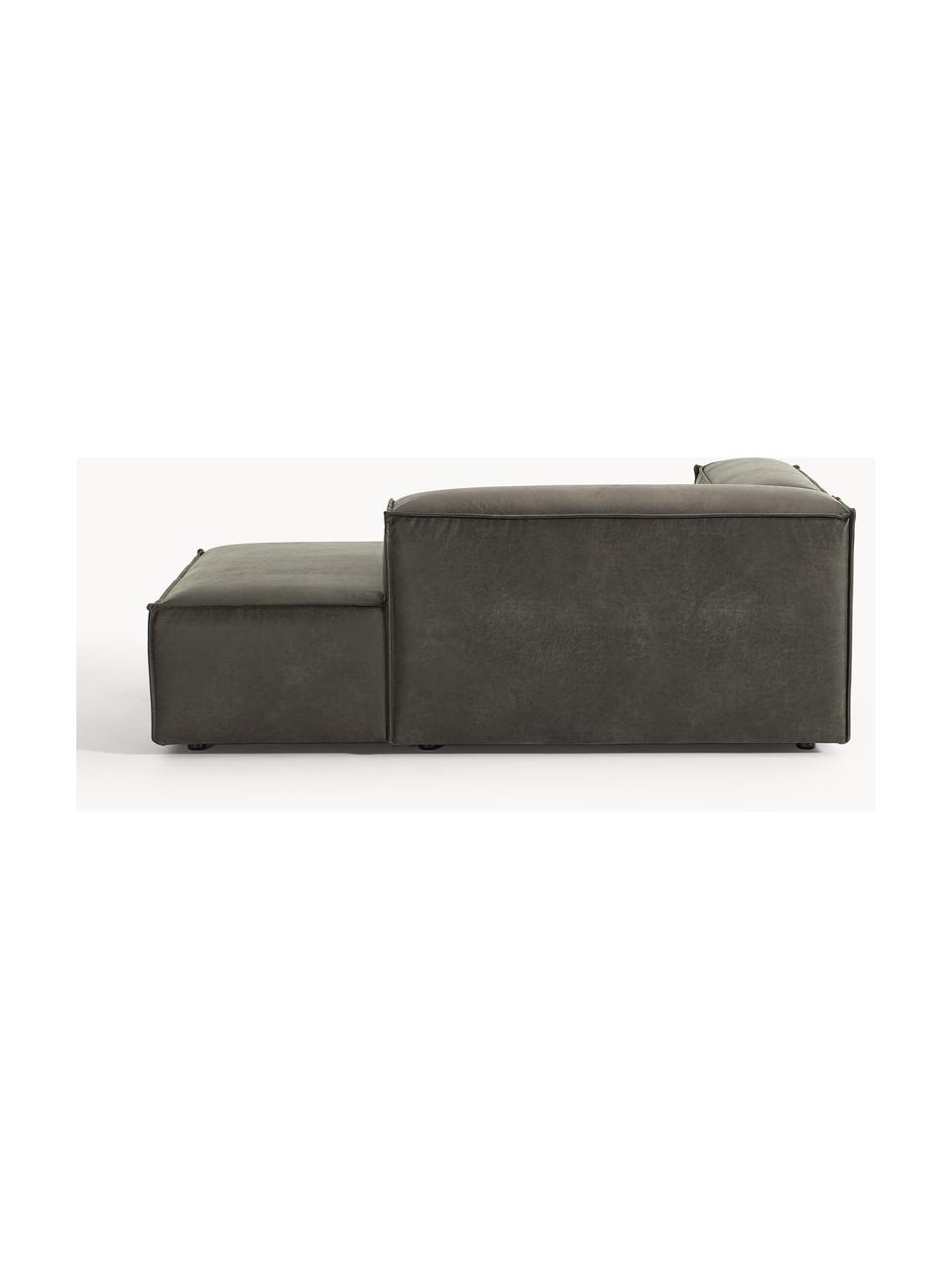 Ottomane-Eckmodul Lennon aus recyceltem Leder, Bezug: Recyceltes Leder (70 % Le, Gestell: Massives Holz, Sperrholz, Füße: Kunststoff Dieses Produkt, Leder Taupe, B 119 x T 180 cm, Eckteil rechts