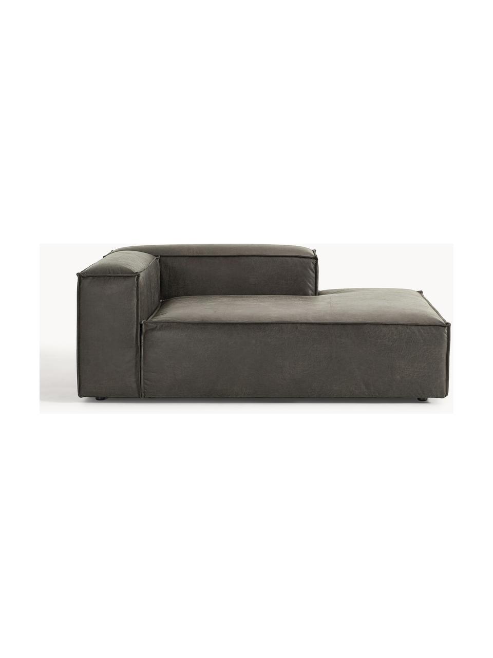 Chaise longue hoekmodule Lennon van gerecycled leer, Bekleding: gerecycled leer (70% leer, Frame: massief hout, multiplex, Poten: kunststof Dit product is , Leer taupe, B 119 x D 180 cm, hoekdeel rechts