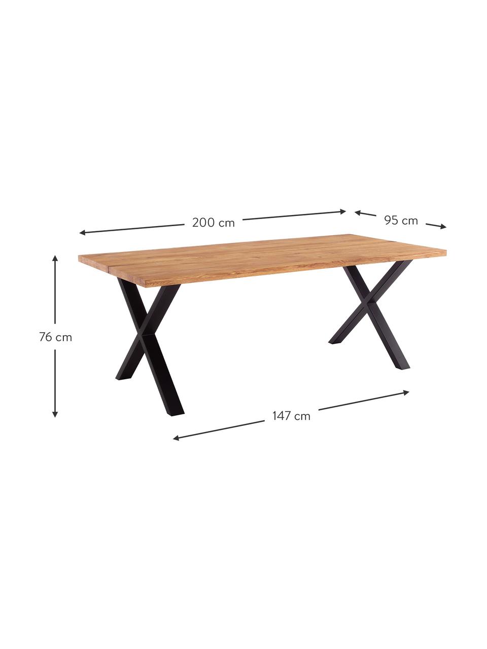 Jídelní stůl s deskou z masivu Montpellier, 200 x 95 cm, Dubové dřevo, Š 200 cm, H 95 cm