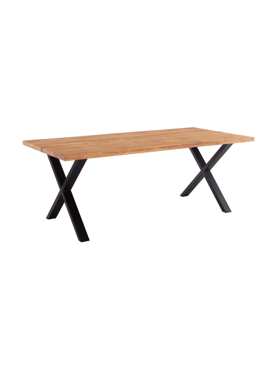 Jedálenský stôl s masívnou drevenou doskou Montpellier, 200 x 95 cm, Dubové drevo, čierna, Š 200 x H 95 cm