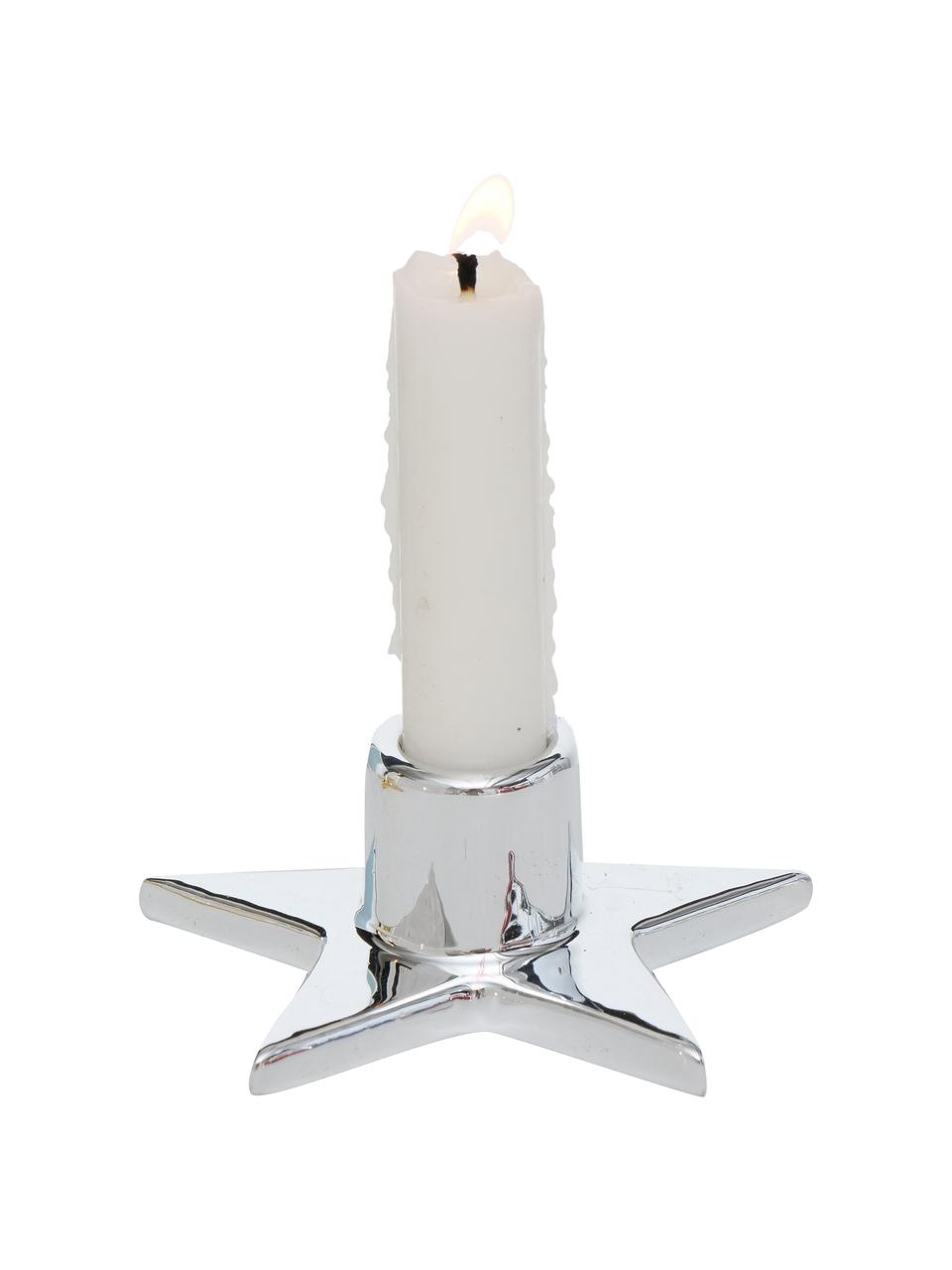 Set de candelabroa Odessia, 3 uds., Gres pintado, Blanco, dorado, plateado, Ø 10 x Al 4 cm